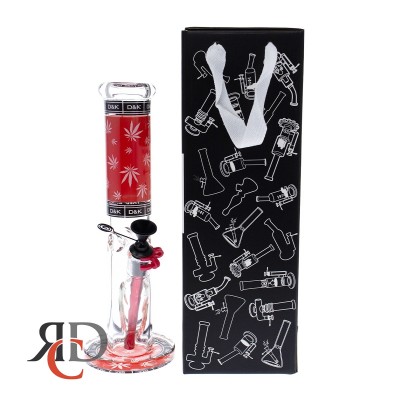 WATER PIPE STRAIGHT TUBE COLOR DOWNSTEM RED LEAF END PROHIBITION IN A GIFT BOX WP1927